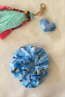 Bees in Blue Scrunchie