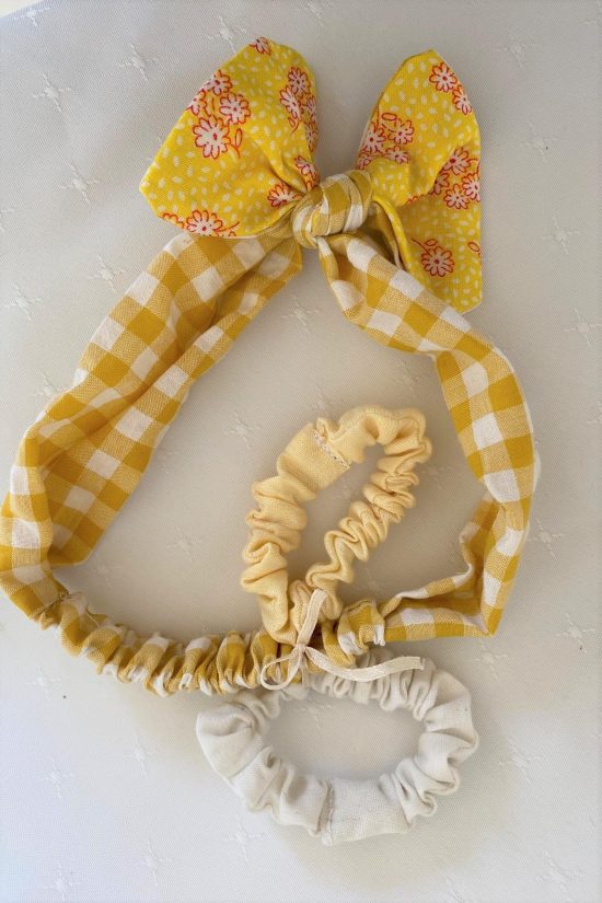Baby Headband Yellow Gingham