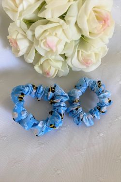 Blue Bees Mini Scrunchie
