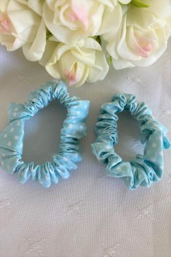 Blue Polkadot Mini Scrunchie