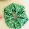 Green Flowers Scrunchie