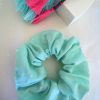Light Aqua Polkadot Scrunchie