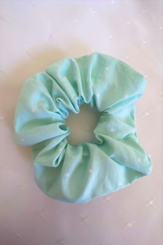 Light Aqua Polkadot Scrunchie - Image 3