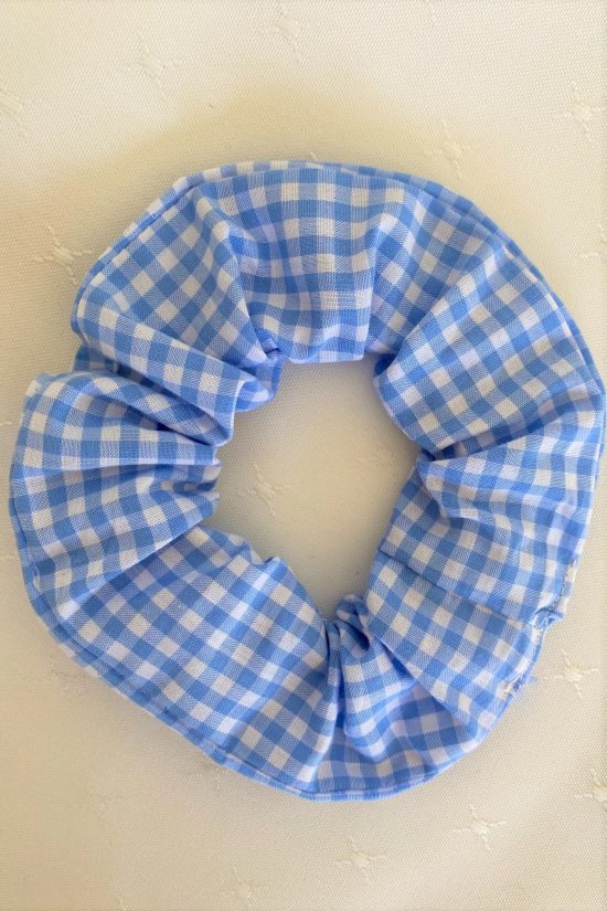Light Blue Gingham Scrunchie - Image 4