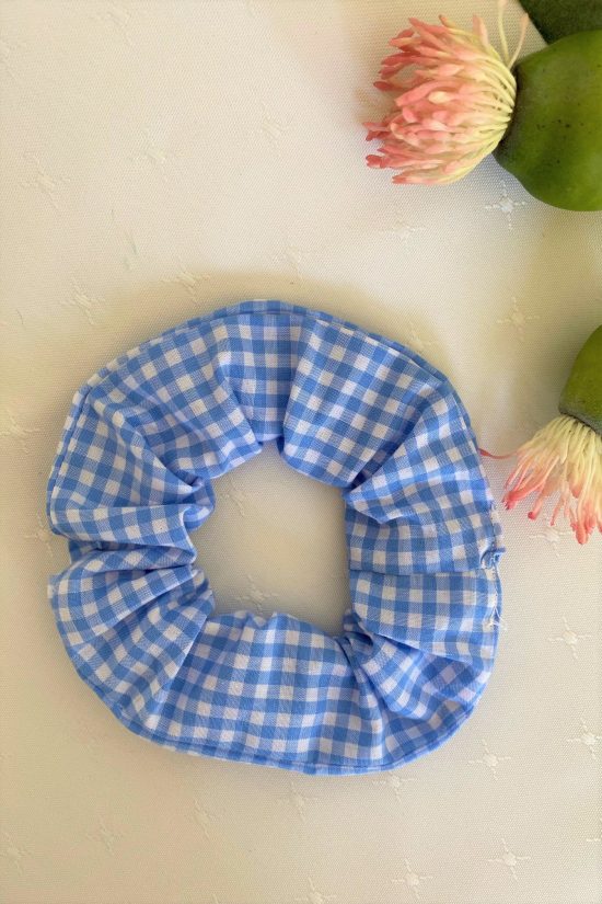 Light Blue Gingham Scrunchie