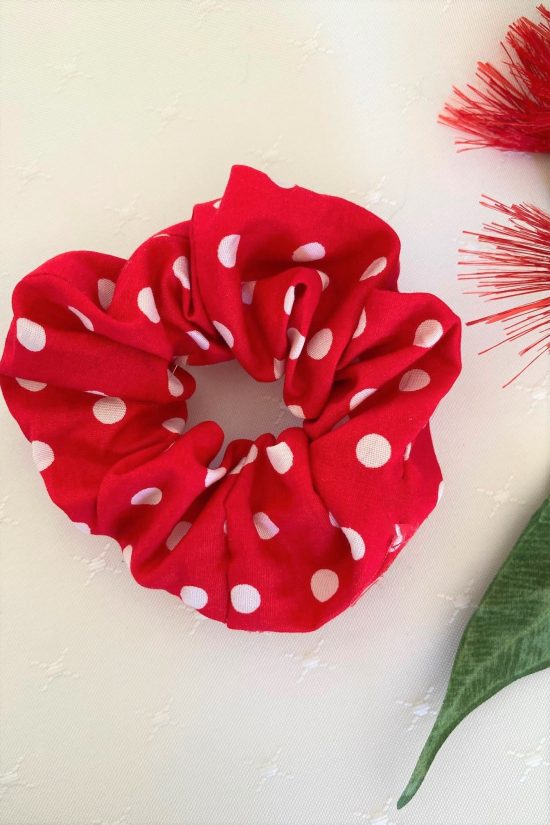 Red Polkadot Scrunchie