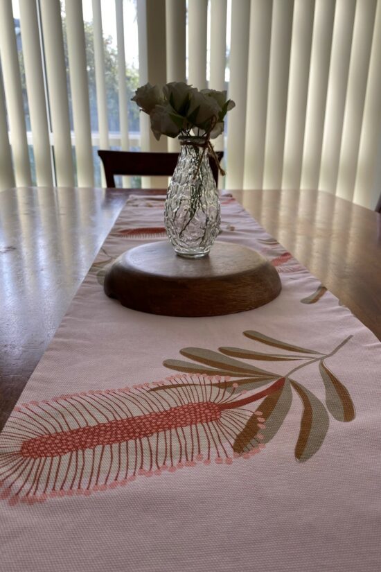 Table Runner Pink Callistemon