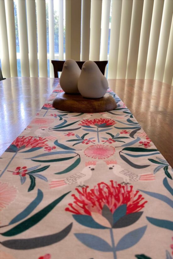 Table Runner Pink Cockatoos