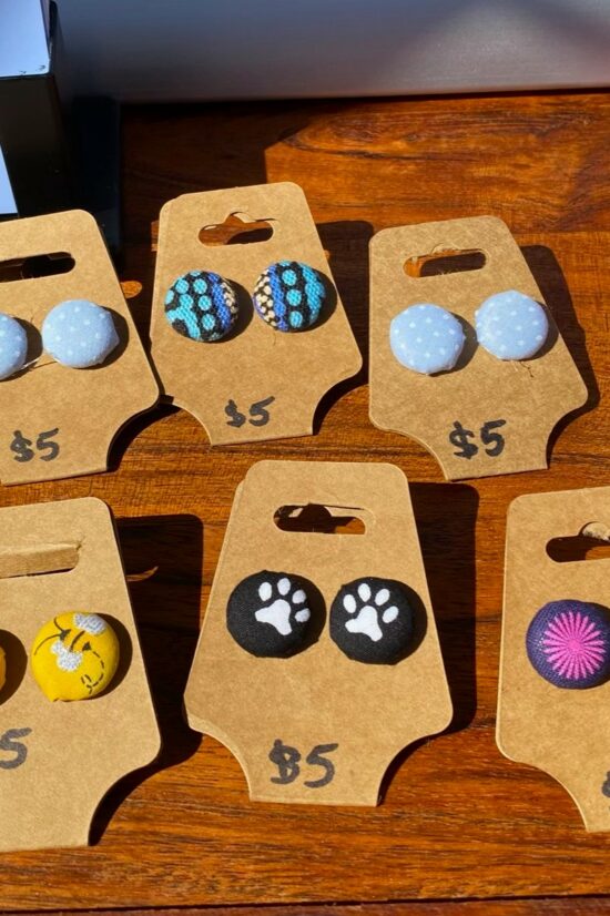 Fabric Button Earrings